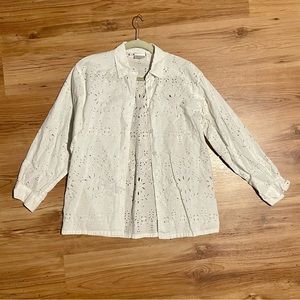 Koret Petite Cut Out Button Up Top